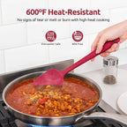 U-Taste Silicone Spatula Set with 600 Degrees Fahrenheit Heat Resistant (Red)