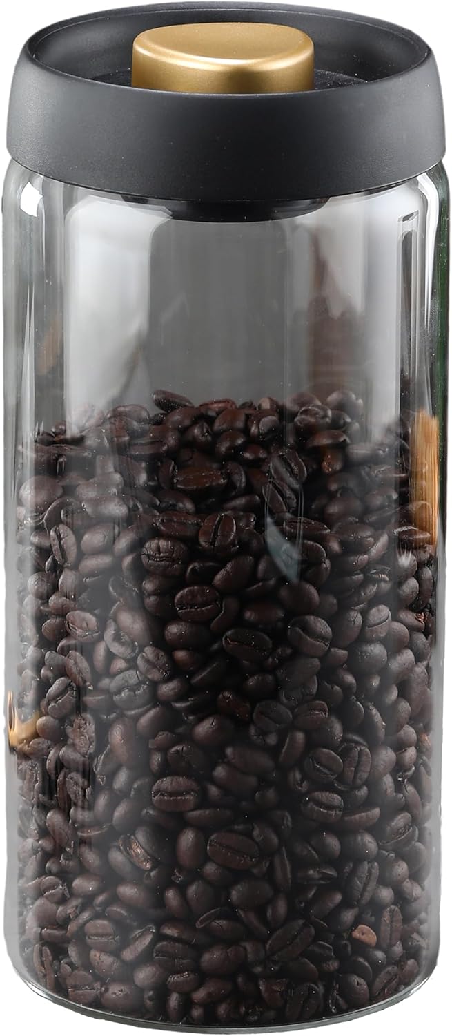 LOEZ Coffee Bean Storage Container Airtight, Lid Sealed with Press-Down Vacuum, Borosilicate Glass Coffee Canister, Food Storage, Coffee Bar for Ground Coffee, Tea, Beans, Spices (Extra Large - Clear)