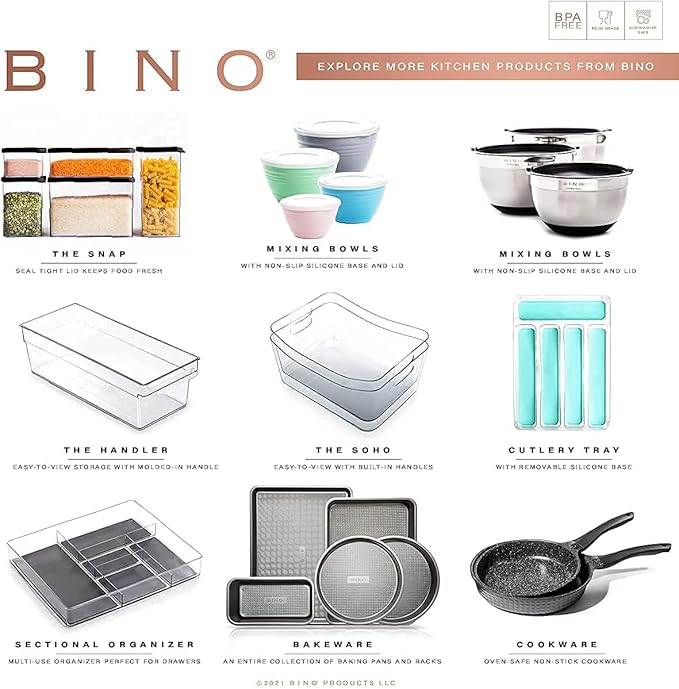 BINO | Stackable Plastic Storage Bins, Medium | THE MYRIAD COLLECTION | Multipurpose Bins | Pantry Organizers And Storage | Home Organization Containers | Clear Plastic Fridge Bin | Freezer Organizer