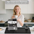 Rnivvi Silicone Coffee Mat, 16" x 24" Waterproof Raised Edge Coffee Bar Mats for Espresso Machine Station Accessories, Heat Resistant Dish Drying Pad for Kitchen Counter, Rubber Bar Decor Pad, Black