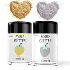 Gold Silver Edible Glitter Glimmer Powder for Cakes Drinks - Colaele 5 grams Food Grade Luster Dust Metallic Food Decorating Sprinkle Disco Brew Dust for Cake Decorations Wine Beverage Dessert, Vegan