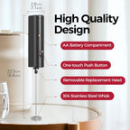 YARRAMATE Mini Powerful Milk Frother Wand, Fast Battery Operated Coffee Mixer, Handheld Drink stirrer, Electric whisk Foam Maker for Lattes, Cappuccino, Matcha, Hot Chocolate (Black)