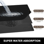 Rnivvi Dish Drying Mat, 16x18" Absorbent Drying Mat for Kitchen Counter, Cute Heat Resistant Dish Drying Pad Anti-Slip Dish Mat Drying Kitchen Mat, Dish Rack Mats for Bar Counter, Jet Black