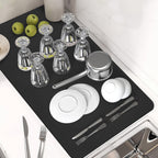 PoYang 31"x17" Coffee Mat X-Large, Coffee Bar Accessories for Countertop, Absorbent Dish Drying Mat, Anti-Slip and Hide Stain Pad for Espresso Machine, Espresso Maker and Kitchen Counter, Black