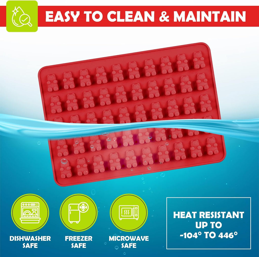 Gummy Bear Silicone Candy Molds - Set of 4 Gummy Bear Mold Trays with Dropper, Fun Making Gummy Bears with Non Stick Silicone Candy Molds, Perfect Silicone Molds for Gummy Bear Candy…
