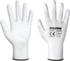DULFINE Safety Work Gloves PU Coated-12 Pairs,White Seamless Knit Glove with Polyurethane Coated Smooth Grip on Palm & Fingers, for Men and Women, Ideal for General Duty Work (Large)