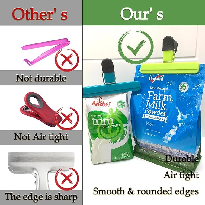 11 Pack Chip Clips Bag Clips Food Bag Clips for Food Packages Chips Storage Bags Heavy Duty Snack Kitchen Potato (3 Large, 6 Small & 2 Round, Classic Style)