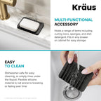 Kraus Self-Draining Silicone Dish Drying Mat and Silicone Soap Dish Holder for Bathroom or Kitchen Counter in Black, KDM-10-05BL