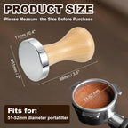 uxcell 51mm Coffee Tamper, Stainless Steel Espresso Press Tamper, Espresso Tamper with Wooden Handle Suitable for Coffee Shop, Restaurant Bar, Bakery (Light Brown)