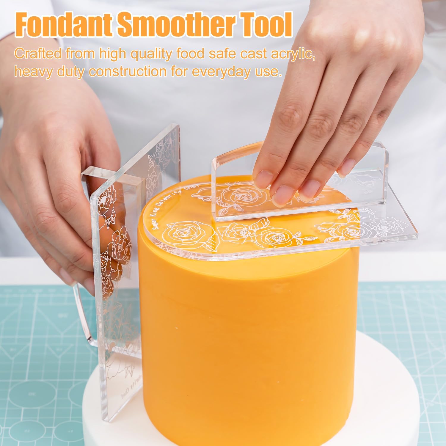 KALAIEN Fondant Smoother with Handle Acrylic Cake Smoother Tool for Icing fondant tools set-Square