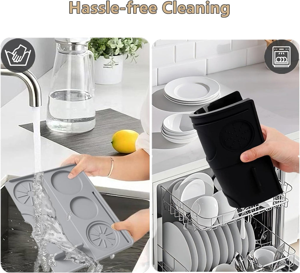 Espresso Tamping Mat, Coffee Tamper Mat, Espresso Mat for Counter, Silicone Tamper Mat, Food-grade, Non-Slip, Waterproof, Heat Resistant (Black, 25x20cm)