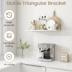 Floating Shelves for Wall, 12 Inch Deep Floating Shelves Set of 2, 30W x 12D Large Wall Shelf with Sturdy Metal Brackets for Living Room, Bathroom, Bedroom and Kitchen, White with Gold Bracket