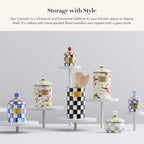 MACKENZIE-CHILDS Wildflowers Enamel Canister, Floral Kitchen Storage Container with Lid, Medium