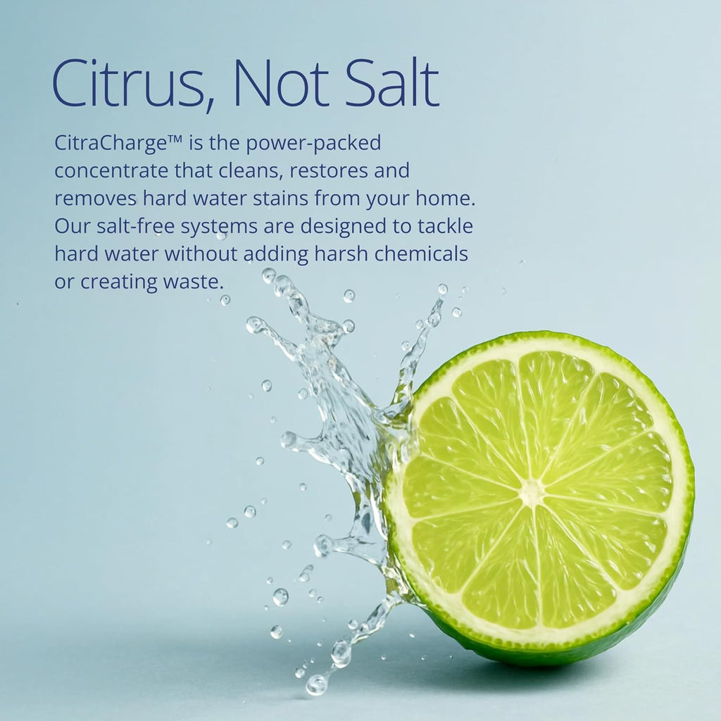 NuvoH2O CitraCharge Pro Spot-Free Dishwasher System – Citrus-Based, Eco-Friendly Water Softener – Reduces Scale – Quick-Connect Install – Protects Dishwashers & Appliances