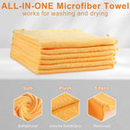 Nuenen Microfiber Cleaning Cloths for Cars 16 x 16 Inch Ultra Absorbent Car Towels Drying Reusable Cleaning Supplies House Kitchen Window Microfiber Towel(Yellow,60 Pcs)