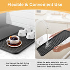 Silicone Coffee Mat,16''x16'' Coffee Bar Mat with Detachable Dish Drying Mat for Kitchen Countertops,Coffee Bar Accessories Fit Under Coffee Maker Coffee Machine Coffee Pot Espresso Machine Dish Rack