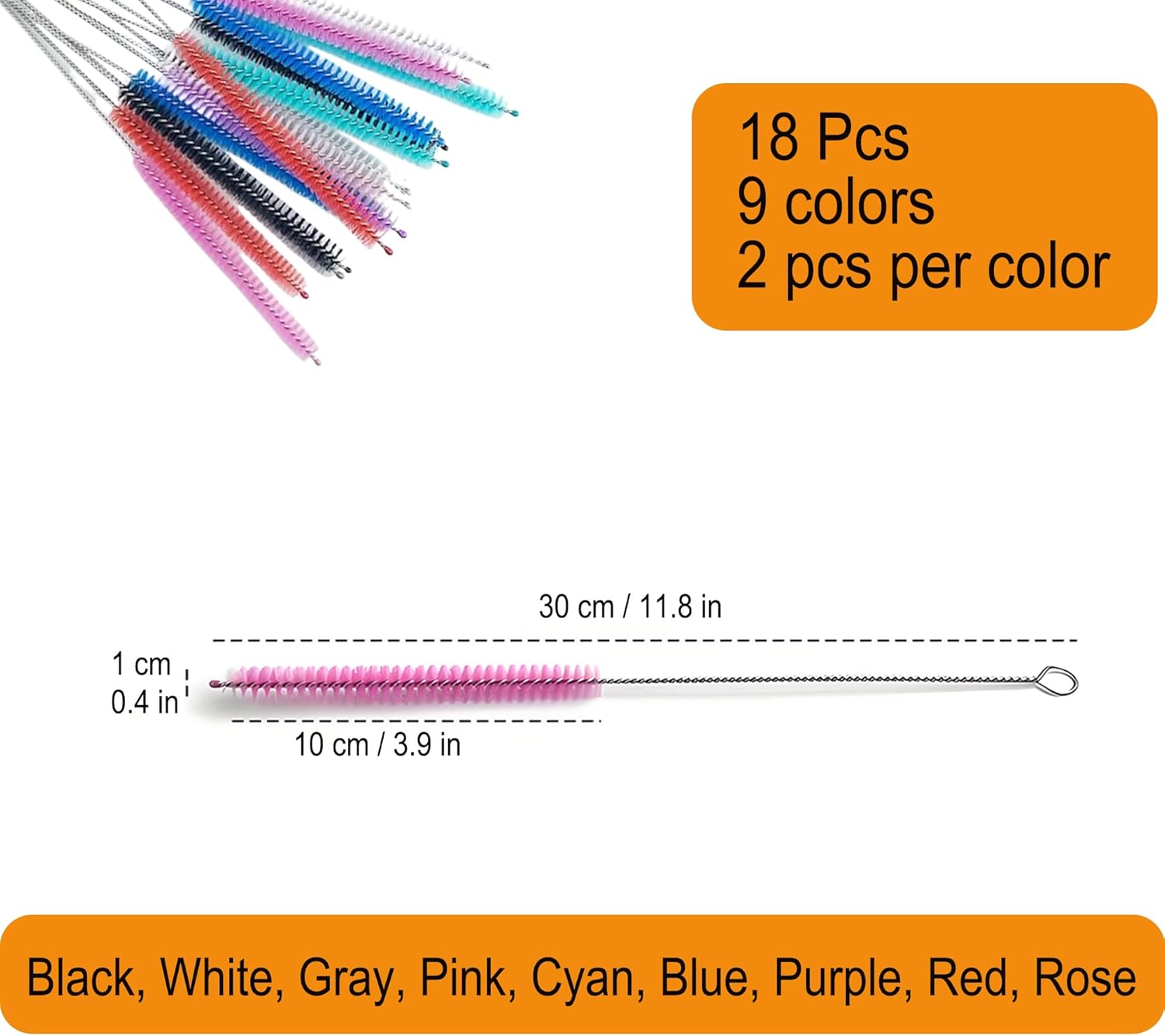 Milk Foamer Hose Brush, Long Thin Nylon Tube Cleaning Brushes Ideal for Espresso & Coffee Machine Attachments,Stainless Steel Straw Cleaning Brushes Test Tube 11.8 Inch Long and Flexible Handle