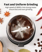 SHARDOR One Touch Coffee Grinder Electric, Spice, Herb, For Coffee Bean Spices and Seeds with 1 Removable Stainless Steel Bowl, Dry Grinder, Silver