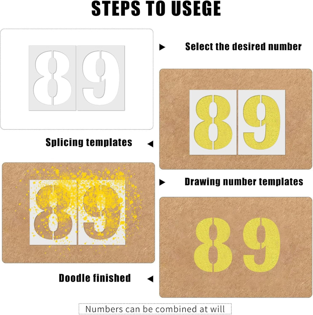 6 Inch Number Stencils Set, 0-9 Plastic Address Number Stencils Reusable Cake Digital Templates for Painting on Wall,Wood,Rock,Mailbox and DIY Art Projects