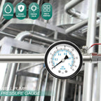 0-15PSI Well Pump Pressure Gauge 2" Dial Size, 1/4" NPT Back Mount, 3-2-3% Accuracy, for Tube, Water Pump, Gas, Liquid, Pressure Test