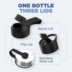 IRON °FLASK Camping & Hiking Hydration Flask with 3 Lids - Stainless Steel, Double Walled & Vacuum Insulated Water Bottle - Leak Proof & BPA Free (Bubble Gum, Spout - 32 oz)