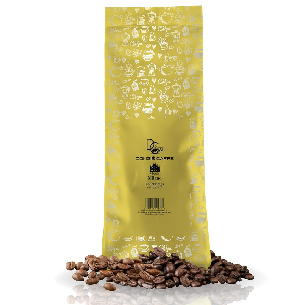 Dongiò Caffè Milano Blend - Whole Bean Coffee, Medium-Light Roast, Premium Coffee Quality, 2.2 Pounds (35.2 Oz - Pack of 1), Delicate Blend with a Very High Aromatic Profile, Sweet and Enveloping