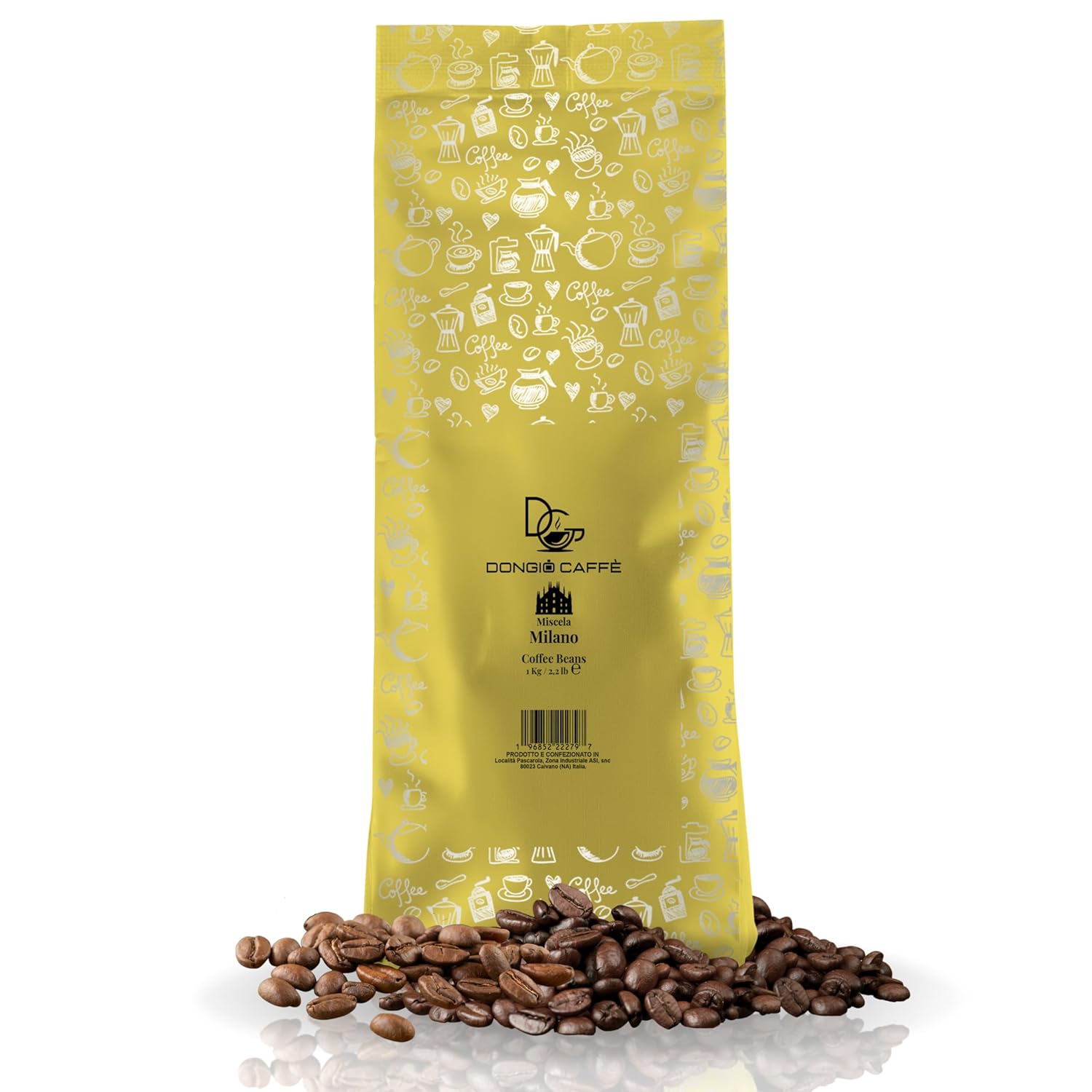 Dongiò Caffè Milano Blend - Whole Bean Coffee, Medium-Light Roast, Premium Coffee Quality, 2.2 Pounds (35.2 Oz - Pack of 1), Delicate Blend with a Very High Aromatic Profile, Sweet and Enveloping