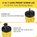 BJPKPK 30oz Insulated Tumbler With lid And Straw Stainless Steel Tumblers Travel Coffee Mug Reusable Thermal Cup,Hawaii Fruits-Yellow (Pack of 2)