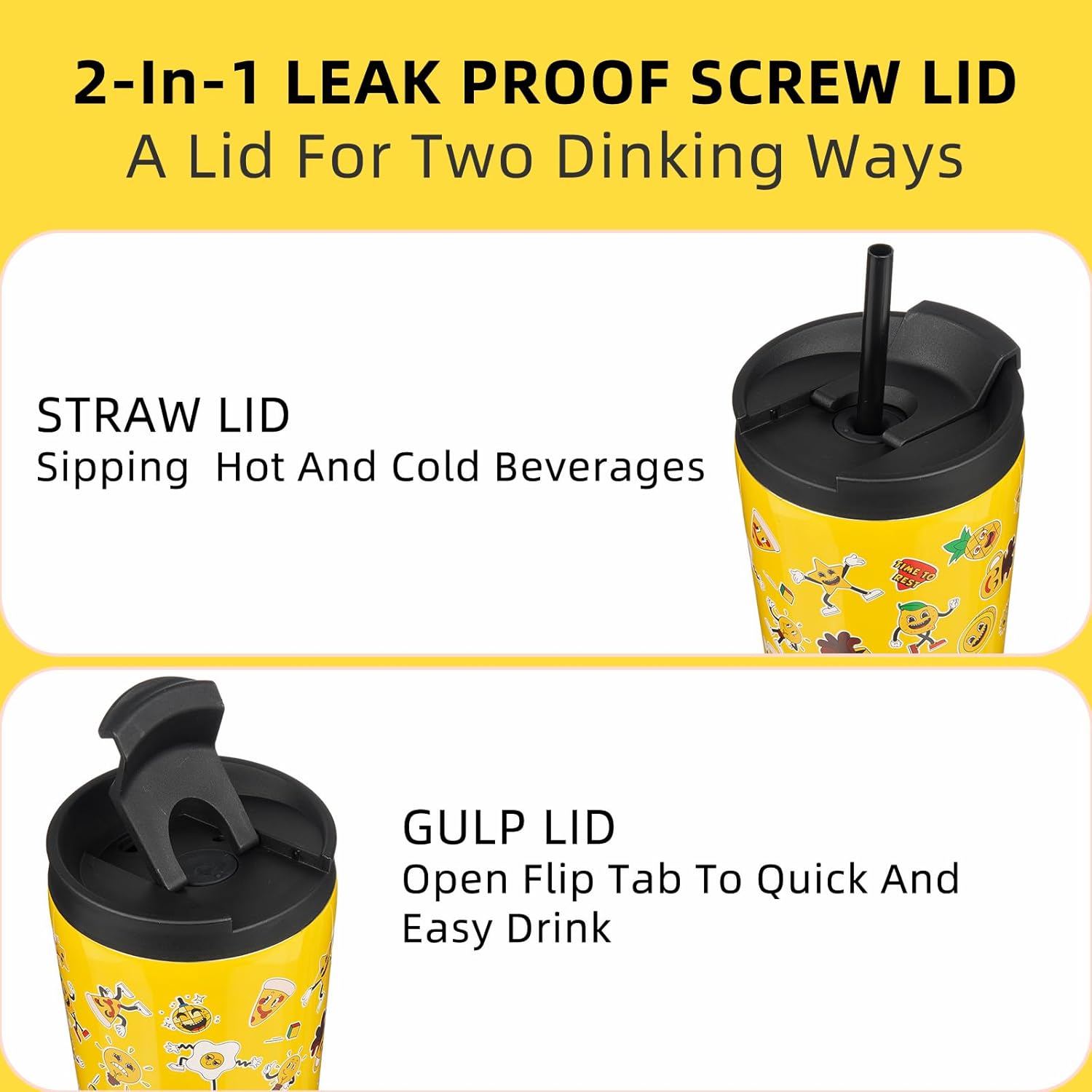 BJPKPK 26oz Insulated Tumbler With lid And Straw Stainless Steel Tumblers Travel Coffee Mug Reusable Thermal Cup,Hawaii Fruits Yellow