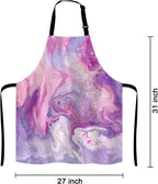 Purple Marble Pattern Bib Apron with Adjustable Neck for Men Women,Suitable for Home Kitchen Cooking Waitress Chef Grill Bistro Baking BBQ Apron