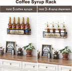 Coffee Mug Holder Organizer 2 Pack with 12 Mug Hooks Mug Rack Wall Mounted with Coffee Bar Sign Farmhouse Coffee Accessories and Organizer with Metal Basket Floating Shelves for Wall Weathered Walnut