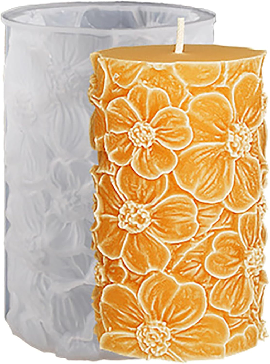 Flower Petal Cylinder Candle Mold - Resin Casting Silicone Molds for Home Decor & Candle Making Wave Spiral Mold