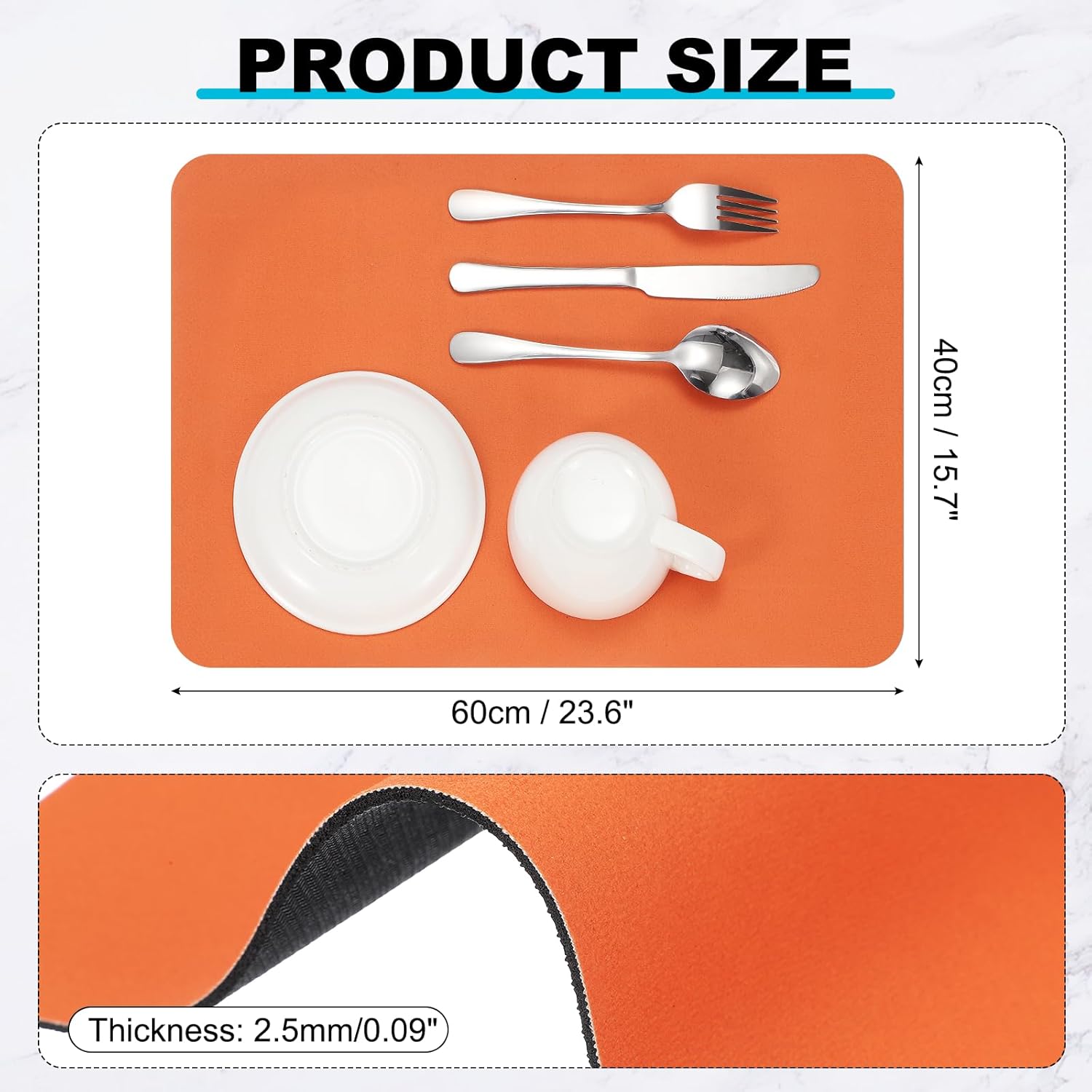uxcell Silicone Mats for Kitchen Counter, 23.6" x 15.7" Non-Slip Countertop Protector Mat Heat Resistant Coffee Mat Waterproof Table Placemat, Orange