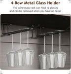 4ever2buy 72" Farmhouse Coffee Bar Cabinet with 2 Glass Doors & 9 Wine Racks, Tall Hutch Cabinet with Storage, Wine Bar with 4 Row Metal Glass Holder, Dark Oak