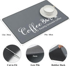 SHACOS Coffee Bar Mats 2 pcs 12x19 Inch Absorbent Non Slip Rubber, Waterproof Heat Resistant, Gray