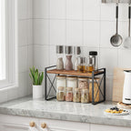 Giikin Countertop Shelf Organizer, Cupboard Stand Spice Rack, Retro Style Cabinet Shelf for Pantry, Kitchen, Bathroom, Reading Room, Bedroom to Save Space (7.8" D x 15.7" W x 9.4" H, Rustic Brown)