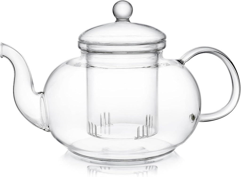 Teabloom Blossoms Glass Teapot – Stovetop and Microwave Safe Borosilicate Glass Teapot with Removable Loose Tea Glass Infuser (32 Oz) - Tea Purist's Choice