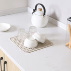 Silicone Dish Drying Mat for Multiple Usage,Easy clean,Eco-friendly,Heat-resistant Silicone Mat for Kitchen Counter or Sink,Refrigerator or Drawer liner Tapioca M 12 inches x 12 inches