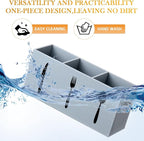 Suzile Acrylic Cutlery Storage Organizer Bin Silverware Caddy Countertop Knife Spoon and Fork Holder Kitchen 3 Section Tableware Storage Box for Cabinet Indoor Home Flatware Dining Room (Gray,M)