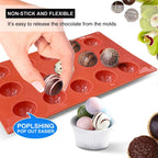 Small 15-Cavity Semi Circular Silicone Mold, 2 Packs Half Sphere Silicone Baking Molds for Making Jelly, Chocolates and Cake