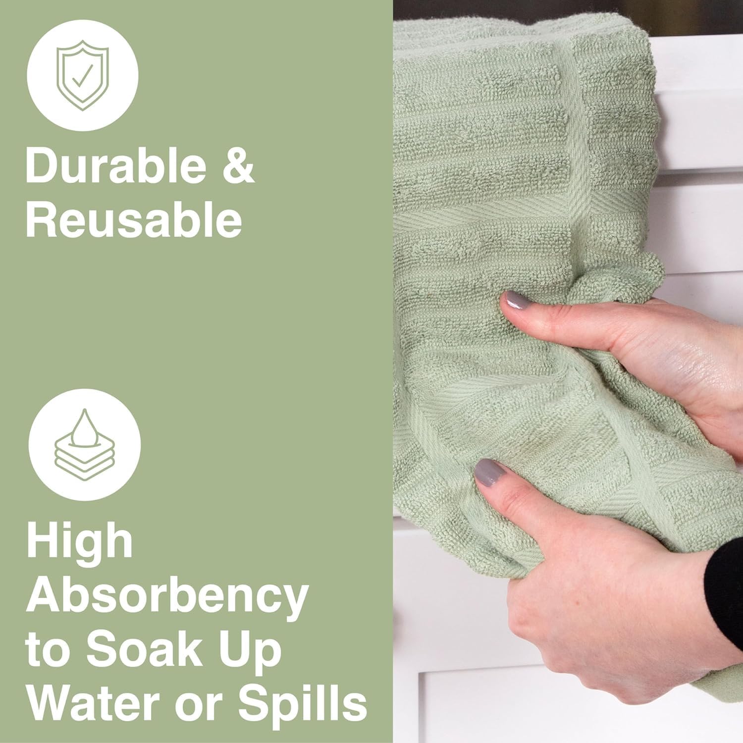 All-Clad Solid Kitchen Towel: Highly Absorbent - 100% Cotton, 17"x30" Towel for Cleaning & Drying Dishes, Glassware, or Countertops, 1-Pack, Fennel