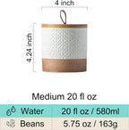 Ceramic Jar with Lid, Coffee Canisters with Airtight Lids Kitchen Food Storage Container for Spice Loose Leaf Tea, Small Decorative Jars for Countertop Coffee Bar Accessories - White 20 fl.oz