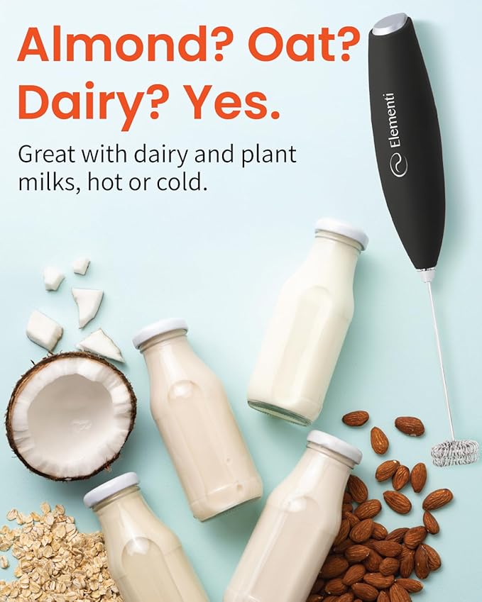 Elementi Frother Wand - Easy to Use Milk Frother & Handheld Electric Stirrer for Powder Drinks, Durable and Powerful Coffee & Protein Powder Mixer Wand (Pastel Blue)