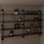 Floating Book Shelves for Wall 4 Tier 70 inch Bookshelf Industrial Pipe Shelving Shelves Bookcase Industrial Bookshelves Pipe Shelf Wood Wall Shelf for Living Room