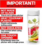 Lustroware QuickFlip Slim Airtight Pitcher - 1.2L (40oz), Heat Resistant, BPA-Free SAN Plastic, Easy Pour, Space-Saving, Made in Japan - White