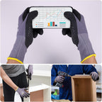 Work Gloves MicroFoam Nitrile Coated-6 Pairs,Endurance Seamless Knit Nylon,Dots on palm,Tacky Dot Grip Gloves