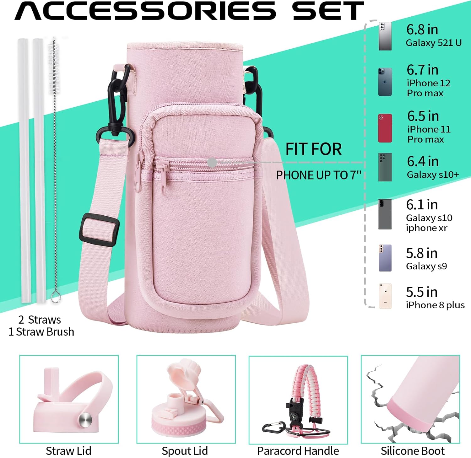 32 OZ Water Bottles with Straw, Storage Carrier Bag, Paracord Handle & Chug Lid, BPA-free Vacuum Insulated Water Bottle 32oz, Keep Cold 48Hrs & Hot 24Hrs, Stainless Steel Hydro Sports Office Travel