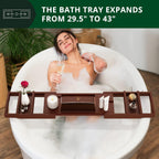 ROYAL CRAFT WOOD Non-Foldable Bathtub Tray - Wood Bath Tray for Tub, Bamboo Bathtub Shelf, Expandable Bath Table Trays, Luxury Bathroom Accessories for New Home & Unique Gift for Women