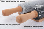 Marble Rolling Pin Set with Silicone Pastry Mat,Pastry Brush,Cooking Tongs,Stainless Steel Scraper18.5 inch Polished Non-Stick Roller for Pizza Dough,Fondant,Pie Crust(Gray Black)