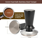 51mm Espresso Tamper, Premium Calibrated 30lb Spring Loaded Tamper Compatible for CASABREWS CM5418, 3700Essential, De'Longhi EC260 and 51mm Portafilter, 100% Stainless Steel Coffee Tamper, Black